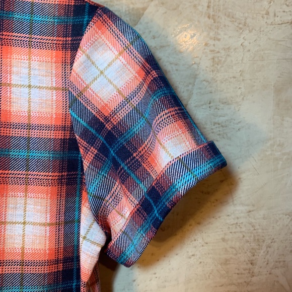 Cloud & Sky Lace Up Plaid Shirt size S - Picture 5 of 8